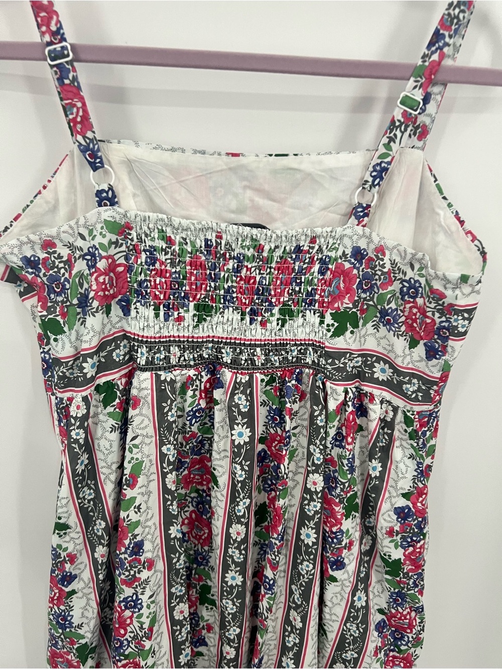 Modcloth White Maxi Dress with Pink & Green Floral Stripes - Picture 5 of 16